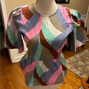 VERO MODA
Riley Abstract Print Cotton Peplum Top In‎ Purple size small